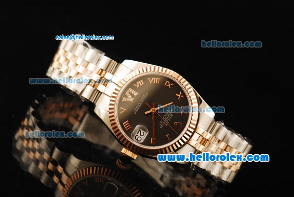 Rolex Datejust Automatic Movement Steel Case with Chocolate Dial and Two Tone Strap-ETA Coating Case - Click Image to Close